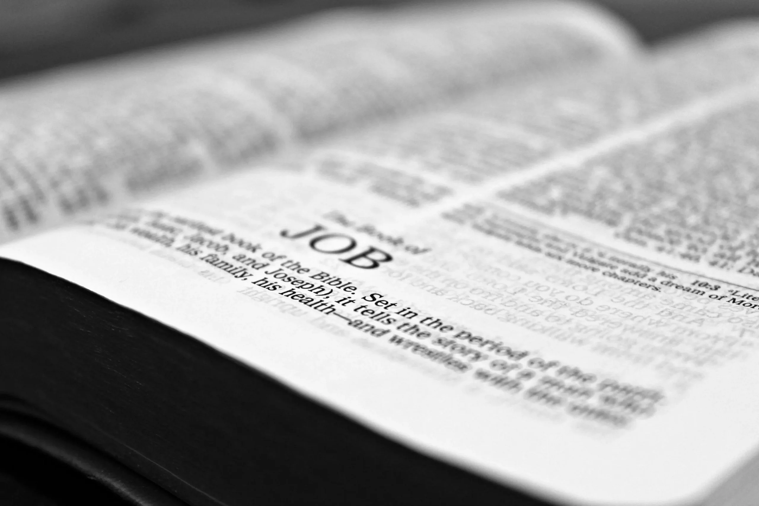 The Holy bible open to Job